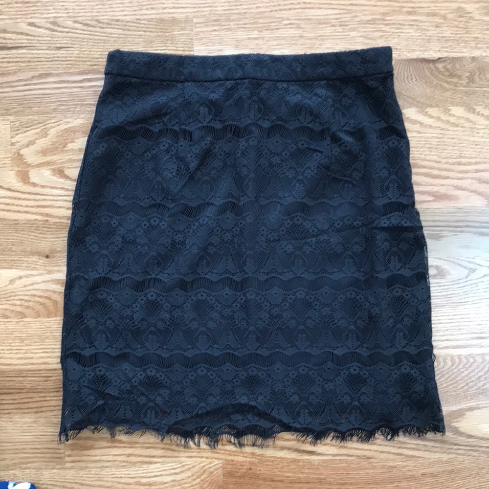 Black lace mini skirt